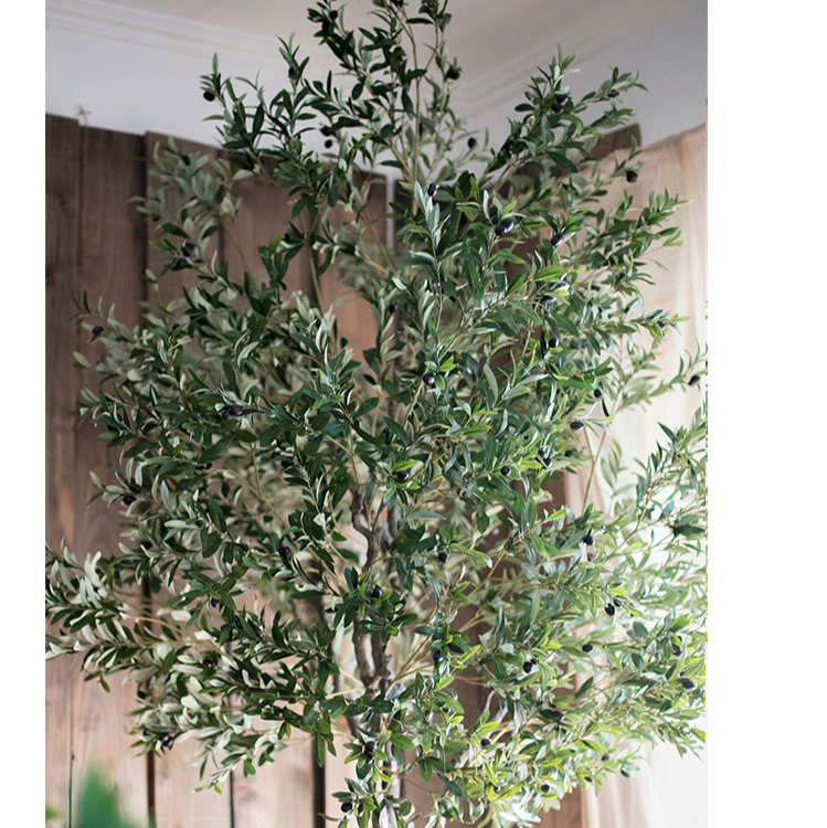 Primrue 75'' Faux Olive Tree Tree in Metal Planter