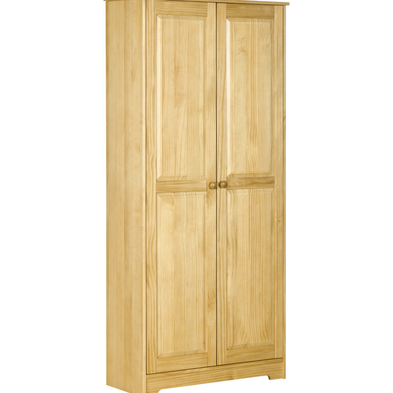 Armoire de cuisine 67 po en bois de pin autoportant avec portes à fermeture en douceur et tablettes réglables, brun pour armoire à domicile, brun. Avec tablettes.
