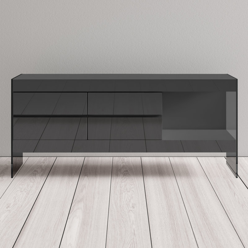 Table buffet Thane, Gris haute brillance