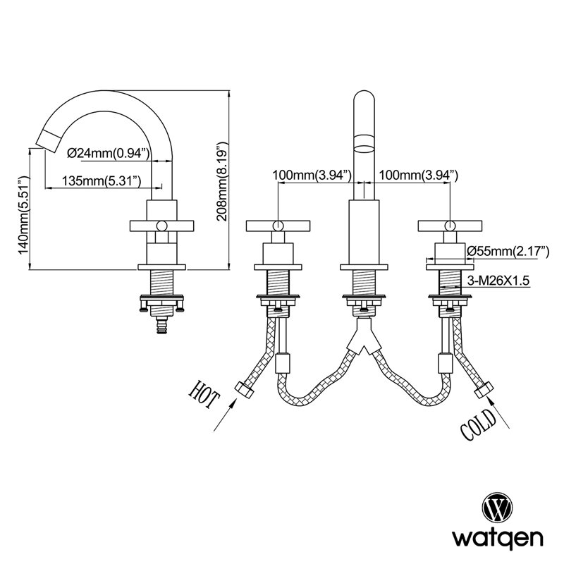 Widespread 2-handle Bathroom Faucet