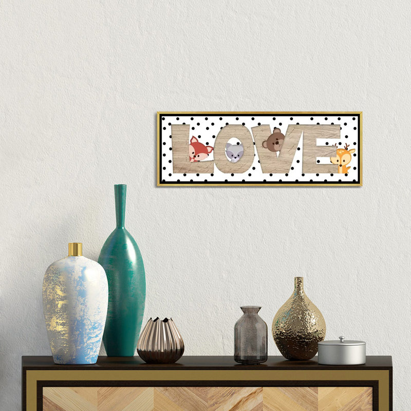 Art love, H 12 po x l 36 po x 1,5 po, Toile encadrée d'or