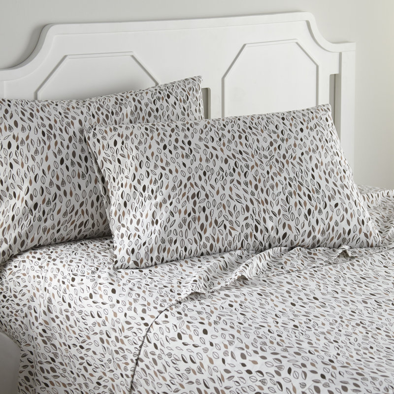 King Botanical Forest White and Gray Microfiber Sheet Set