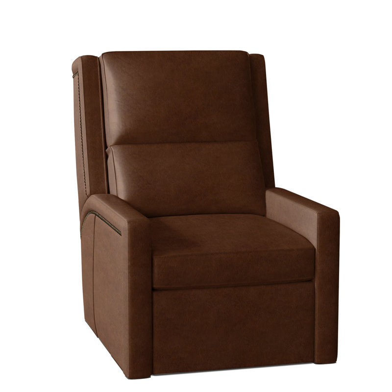 Norman Recliner, Aline Light Grey Genuine Leather, #9 Antique, Push Back