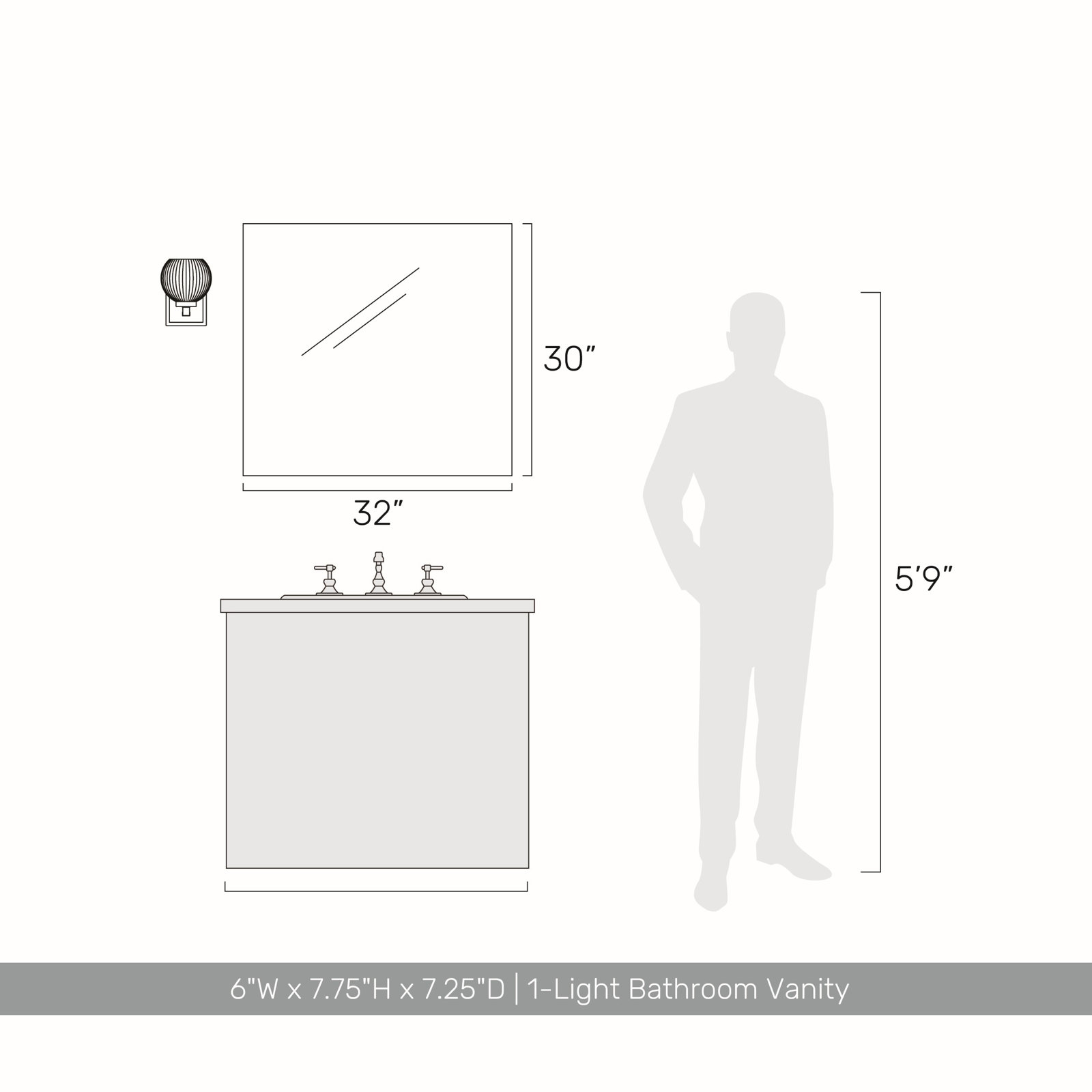 Single Light Vanity Light, Chrome