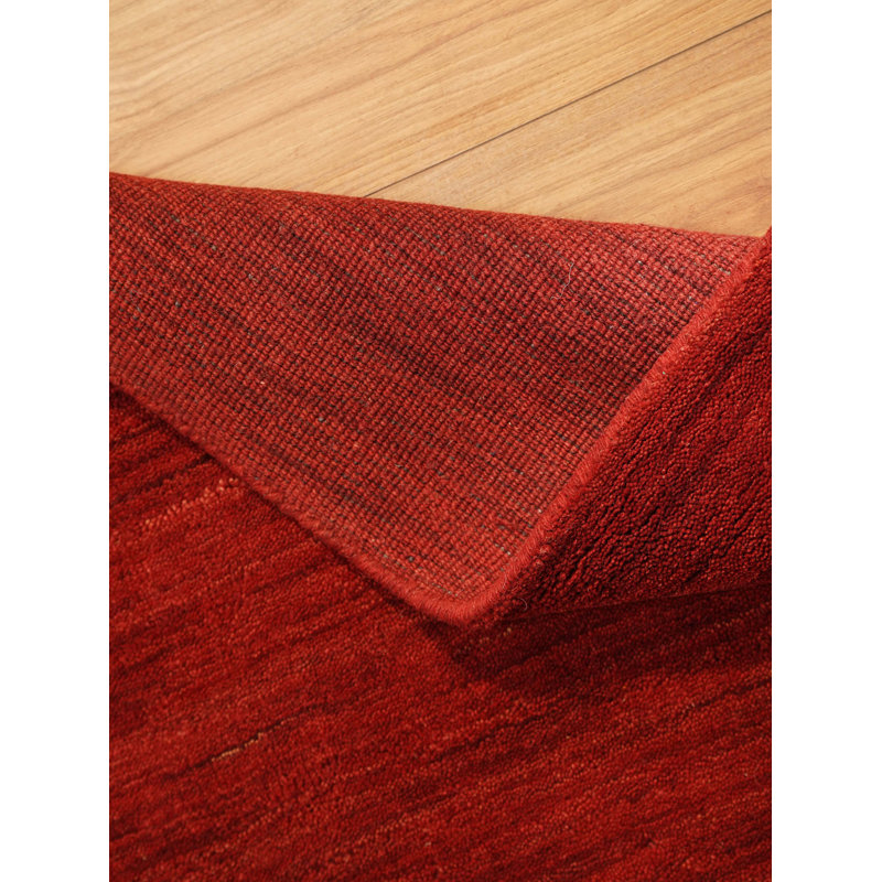 Tapis écologiques en laine nouée à la main de la collection Manns, Rouge, Rond 8 pi