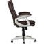 Chaise de bureau en contreplaqué, similicuir brun, siège ergonomique, chaise en cuir rotative à 360 ° pour bureau, réglable