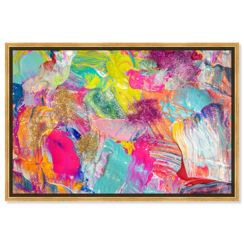 «Abstract Miami Beach Textures», impression sur toile, Encadrement doré, H 16 po x l 24 po
