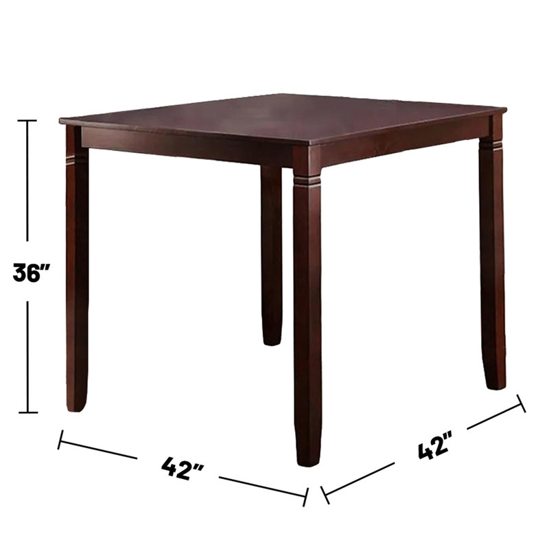 Table de salle à manger à hauteur de comptoir en brun foncé - 4 pieds de chaise rembourrés