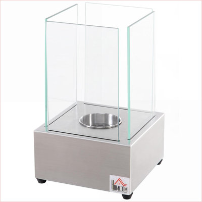 Foyer de table | Taille 7,75 po, chauffage de 160 pieds carrés, 2 heures de combustion | Acier inoxydable | Argent brossé