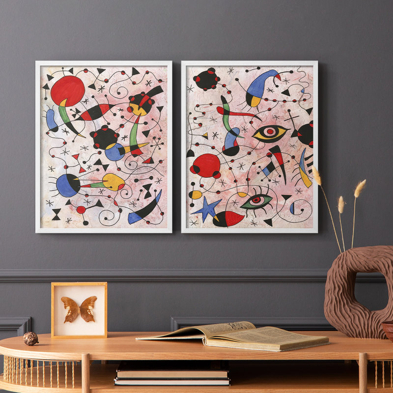 «Miro Memoirs I», reproduction encadrée de qualité supérieure - prête à être accrochée - aucun clou requis - aucun clou requis
