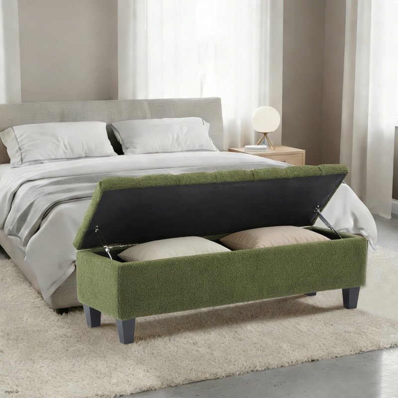 Banc de rangement avec repose-pieds Boucle, Vert