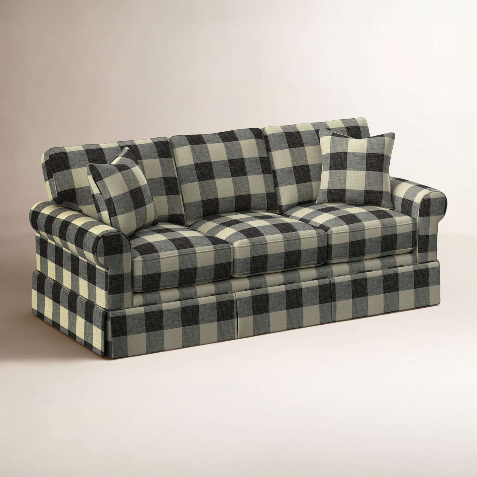Benton 86'' Upholstered Sofa, Black Buffalo Check; 0120-81