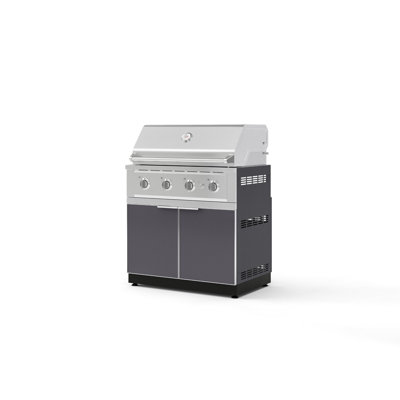 Ensemble de cuisine extérieure en aluminium noir, composé de 2 armoires, comprenant une armoire pour barbecue et un barbecue haute performance au propane liquide de 91 cm (36 po).