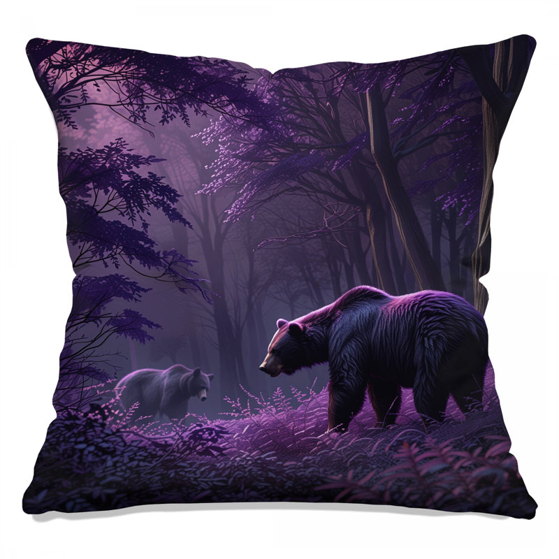 Coussins Bears In Purple Forest, 26 po x 26 po