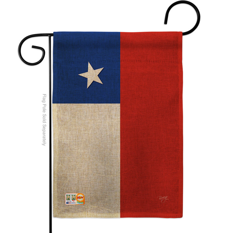 Drapeau de jardin à 2 côtés 5 pi 5 po x 1 pi, chili of the world national en toile jute