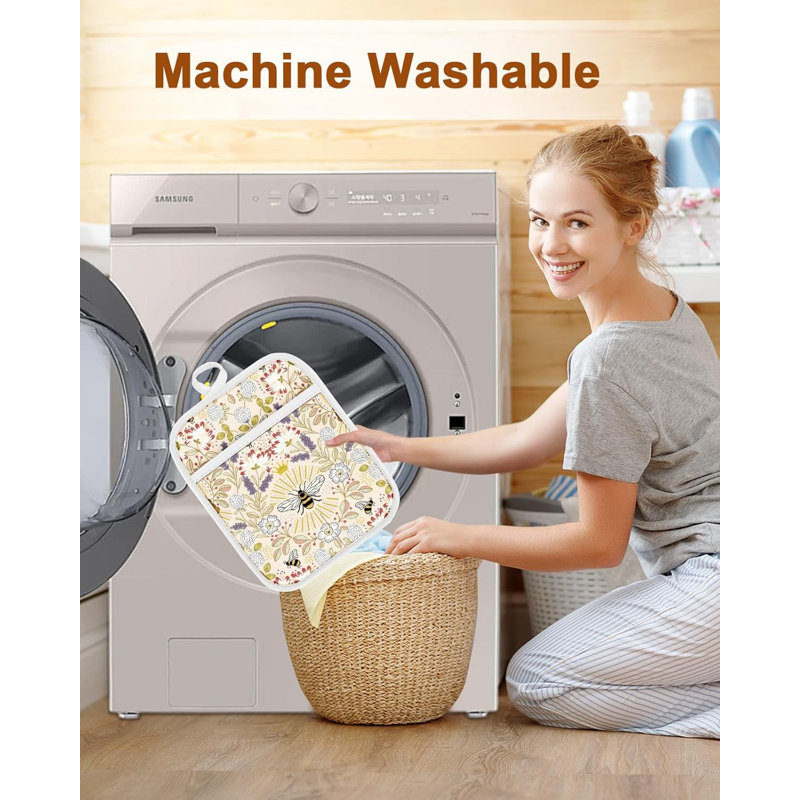 Ensemble de 2 porte-casseroles 100% coton pour cuisine avec poches
