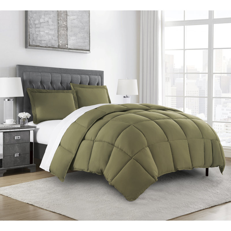 Ultra-Soft All Season Down Alternative Comforter Set, Black, Oversized Queen Comforter + 2 Standard Shams
