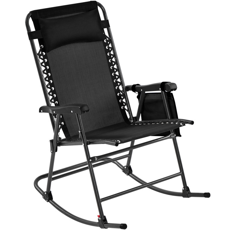 Chaise berçante d'extérieur pliable en acier, Noir