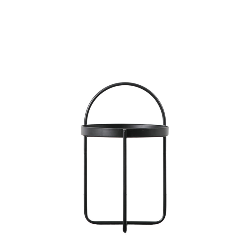 Certie Tray Top Cross Legs End Table, Black