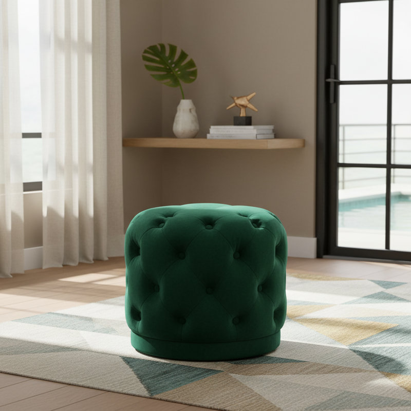 Repose-pieds de 18 po Olivios, Velours vert
