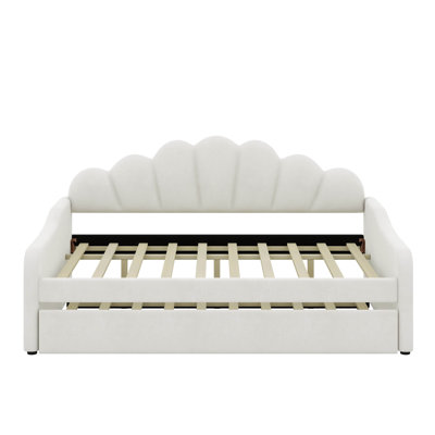Full Size Upholstery Daybed Frame With Backrest And Trundle
