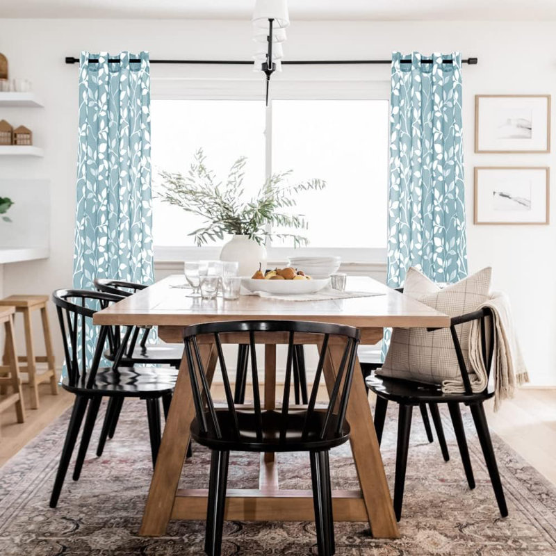 Betancur Semi Sheer Curtain Pair, Stone Blue, 52" W x 63" L