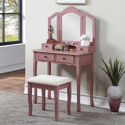 Ensemble coiffeuse et tabouret en bois Sanlo