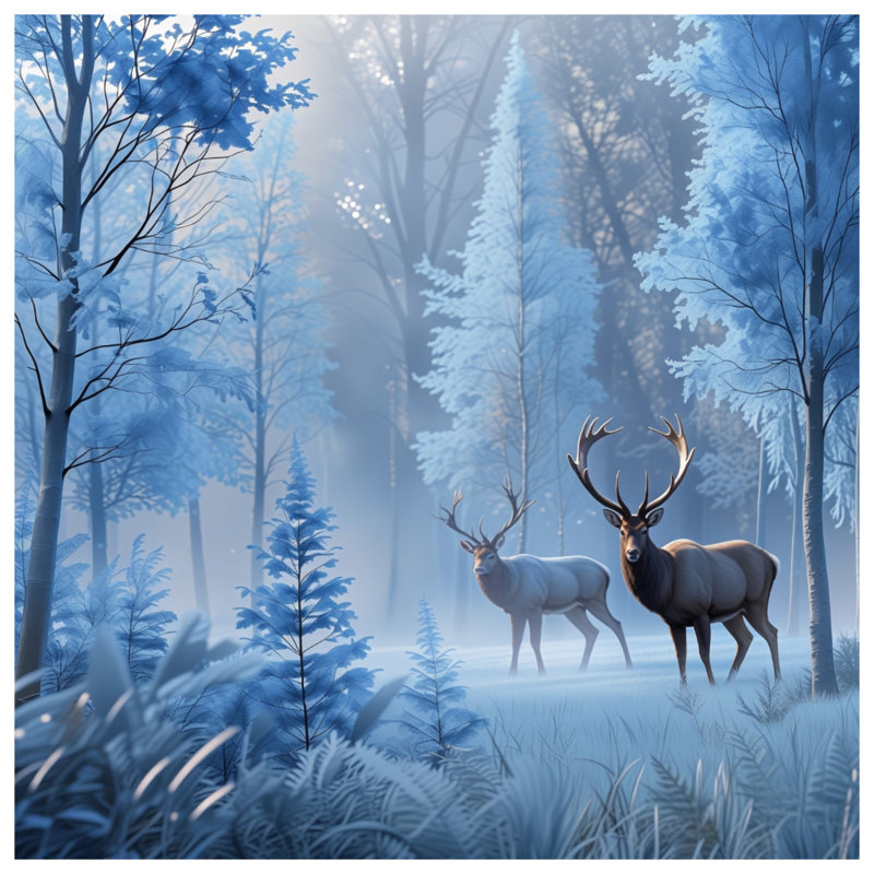 Deer In Frosty Forest Bedding Wildlife couvre-lit nature, Grand lit