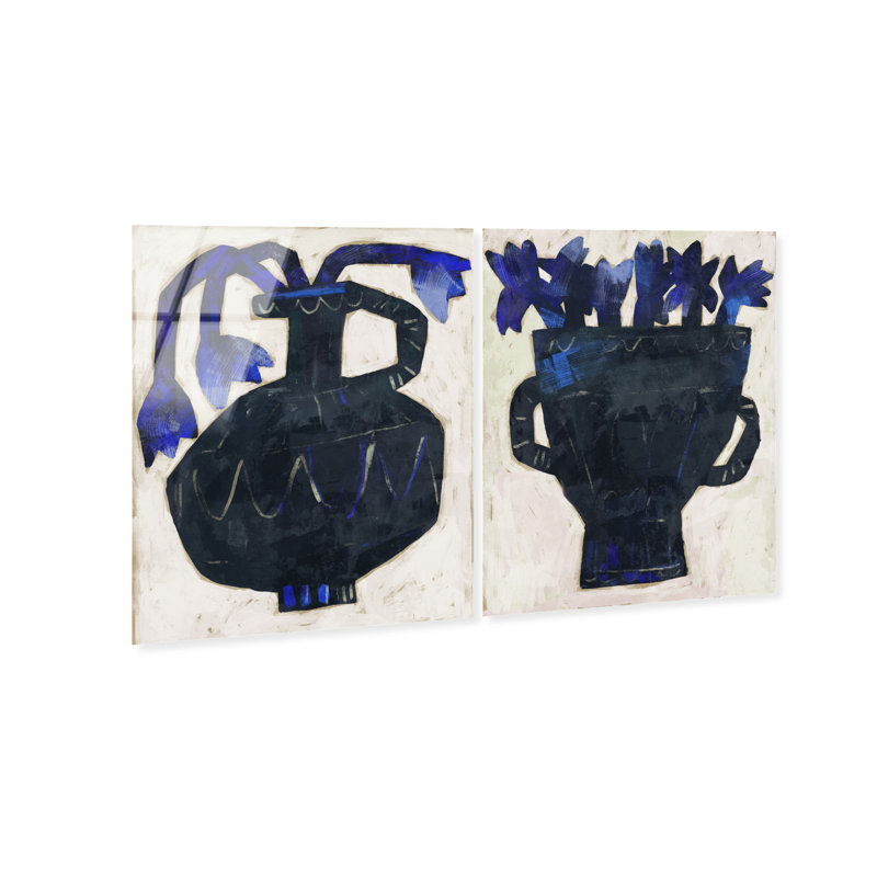 Indigo Vases Set Set by Oliver Gal, 72"H x 60"W, High-Gloss Acrylic Print