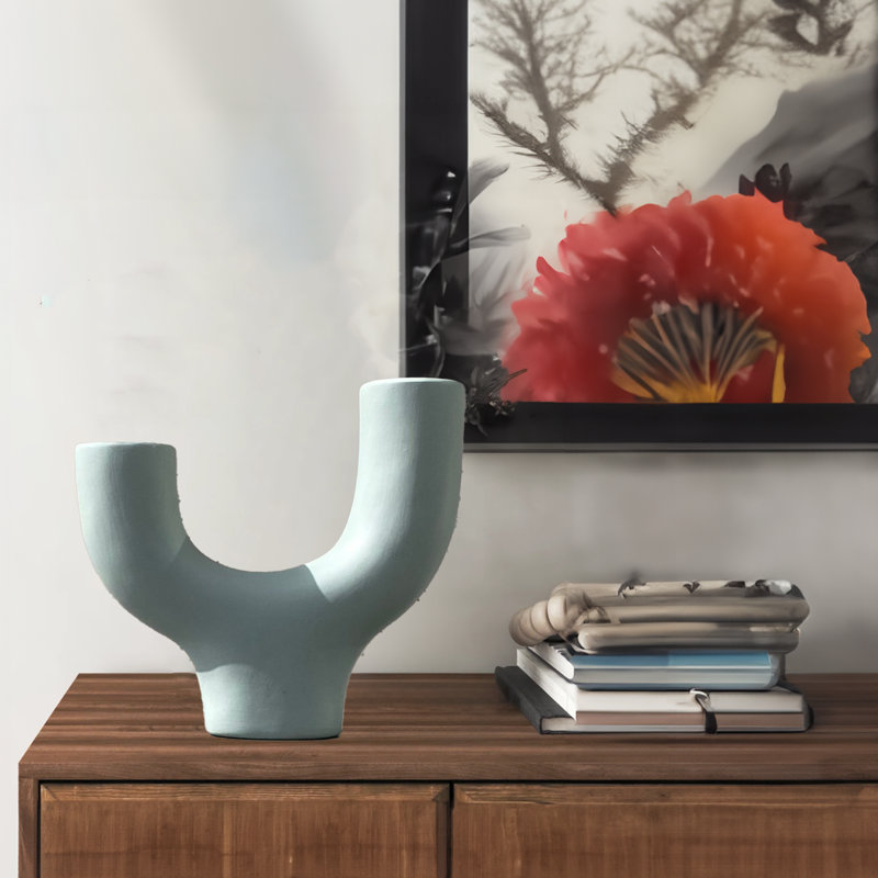 Vase de table en céramique Hiliana, Vert