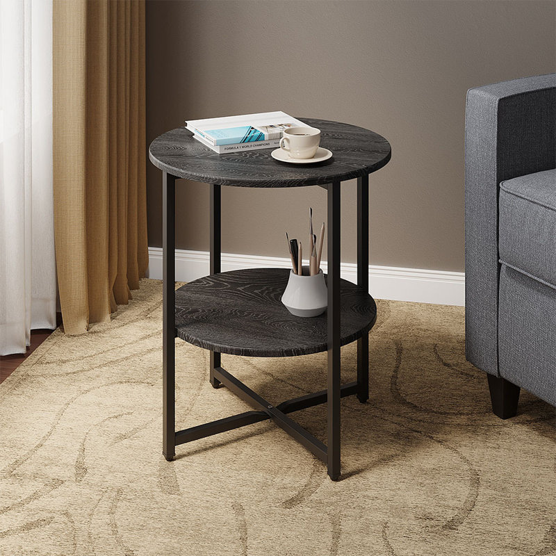 Michalitsa Cross Legs End Table, Black Top/Black Base
