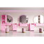 2 tiroirs et 1 armoire de rangement rose