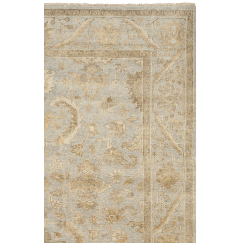 Tapis oriental bleu clair en laine noué à la main Oushak, Rectangle 8 pi x 10 pi
