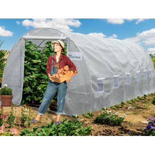 Gardenised Green Outdoor Waterproof Portable Plant Greenhouse with 2 Clear Zippered Windows, Medium