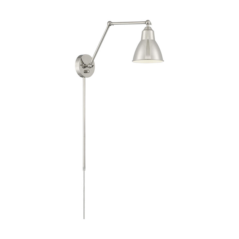 Bras pivotant avec une lumière à brancher, Nickel poli