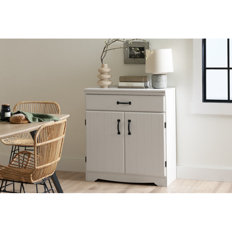 Pure White Farmhouse Freestanding Kitchen Cabinet with Adjustable Shelving