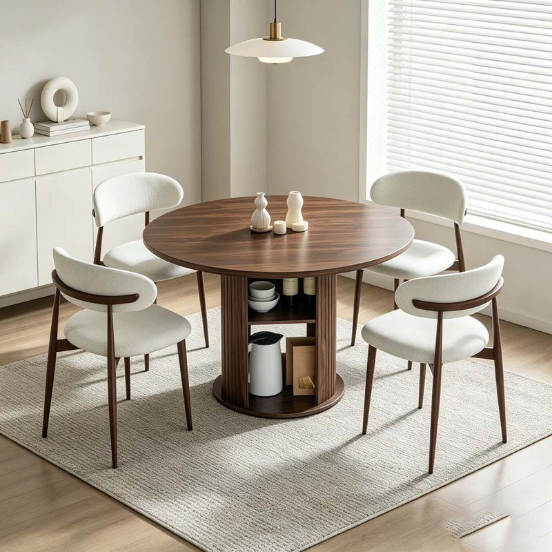 Table de salle à manger ronde 47,24 "(2 à 4 personnes) avec deux chaises, Noyer