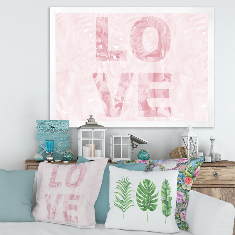 «Pink Pastel Love», reproduction sur toile encadrée, H 24 po x l 32 po x P 1 po, Cadre blanc