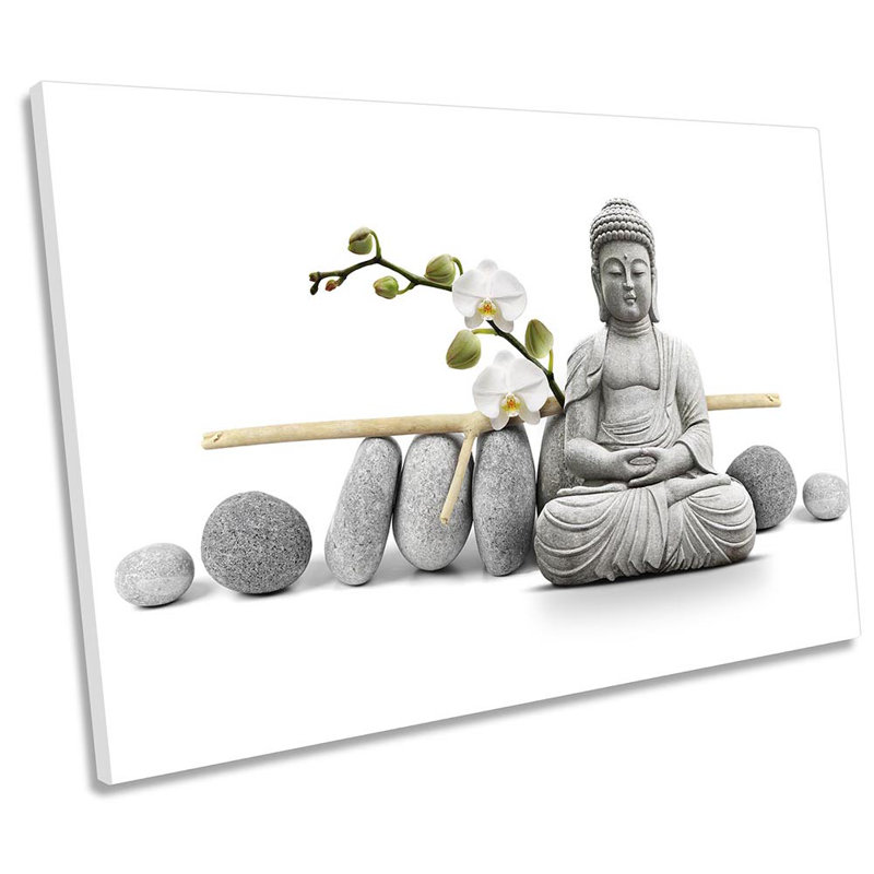 Buddha Monk Zen Stones - Wrapped Canvas Print, 81.3cm H x 121.9cm W x 4cm D