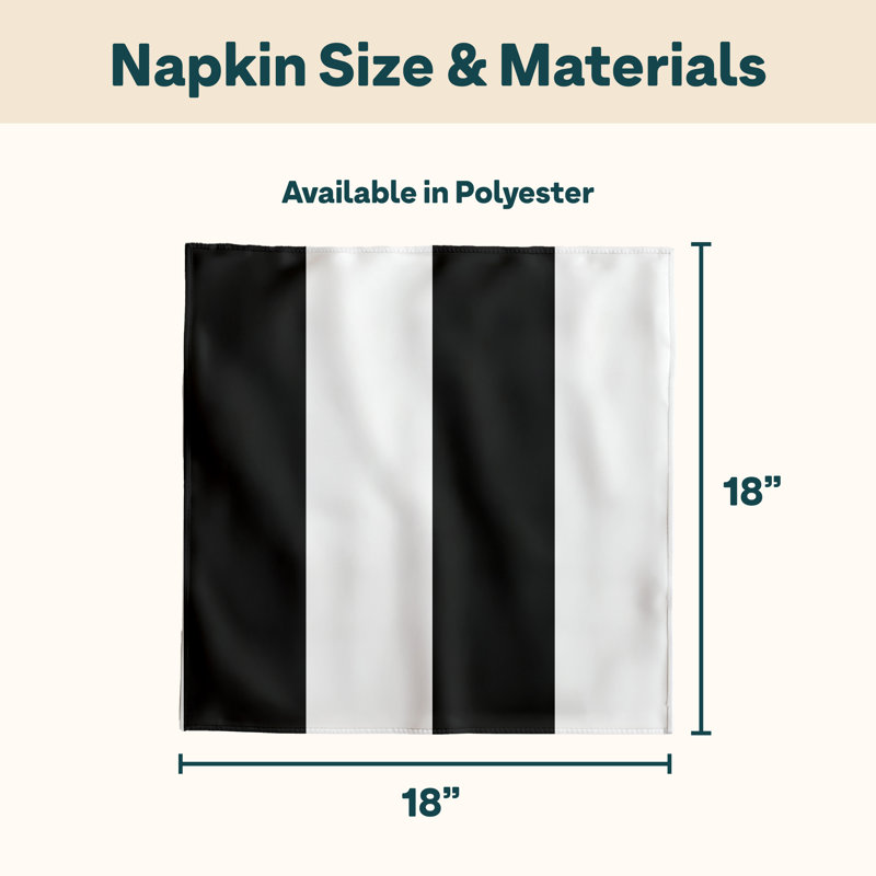 Cabana Polyester Striped Square Napkin, Black
