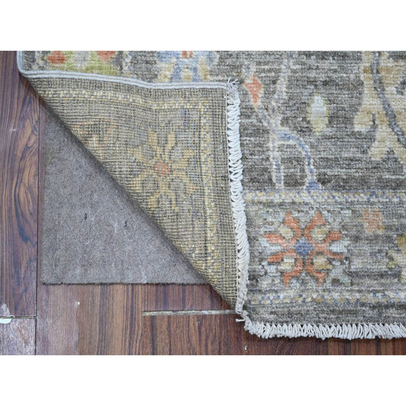 Tapis de couloir oriental à motif de trame en laine afghane Oushak 2 pi 7 po x 6 pi 1 po Nevada