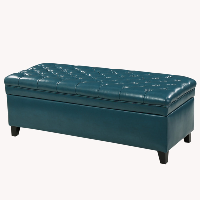 Tufted Button Storage Bench, Teal