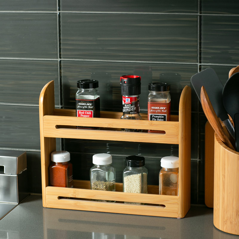 Unfinished Bamboo 2-Shelf Wall Mounted Spice Rack