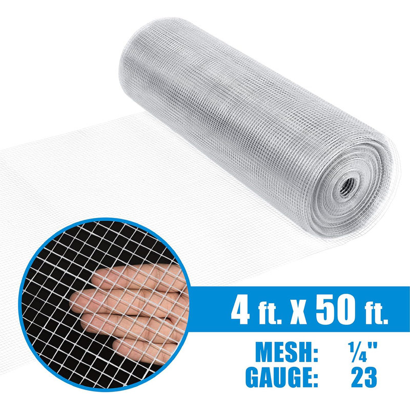4 ft. x 50 ft. 23 Gauge Galvanized Hardware Cloth with Mesh Size 1/4" x 1/4", 4' H x 50' W