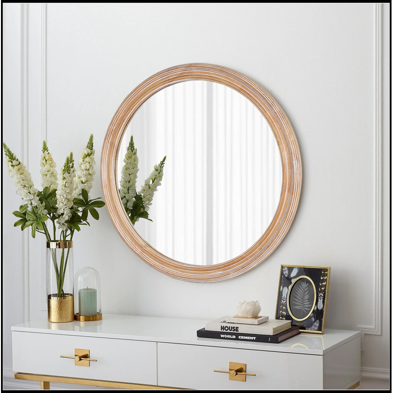 Rond Eleanor avec cadre en bois, H 31,5 po x l 31,5 po