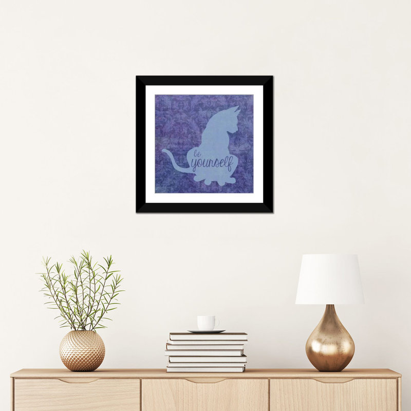 « cat » par erin clark, impression sur toile, H 24 po x l 24 po x P 1 po, Papier d'art encadré noir, Blanc