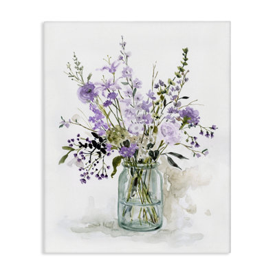 "Mixed Purple Botanicals Traditional Flower Arrangement", peinture par Carol Robinson - impression sur toile