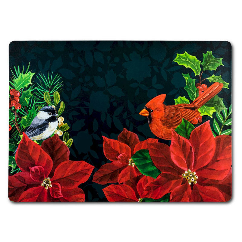 Napperon Deaux Birds In Poinsettia 18 "