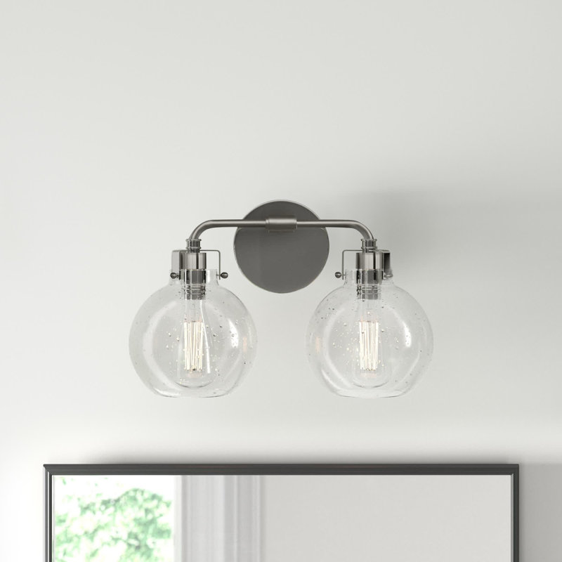 Byrne 2 Light Seeded Dimmable Vanity Light, Satin Nickel