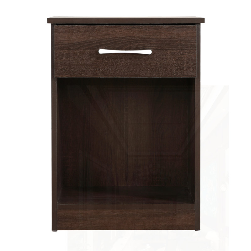 Table de chevet décontractée en bois Sandle, Marron foncé